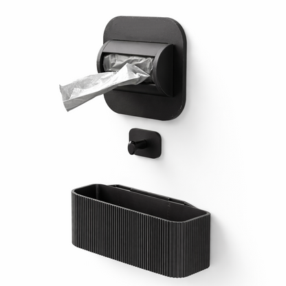 Wall mounted cat toilet organizer - poop bag holder, toilet scoop holder, drip tray