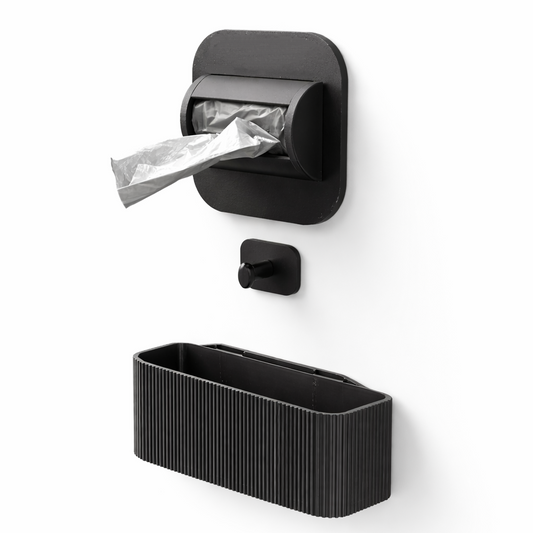 Wall mounted cat toilet organizer - poop bag holder, toilet scoop holder, drip tray